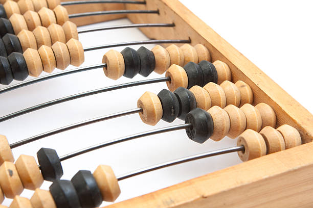 istock Old wooden abacus with a calculated sum 137918724