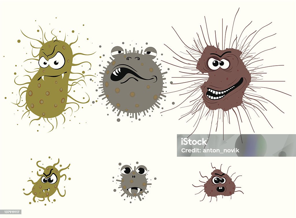 Bakterie głowy z niemowlętami - Grafika wektorowa royalty-free (Antybiotyk)