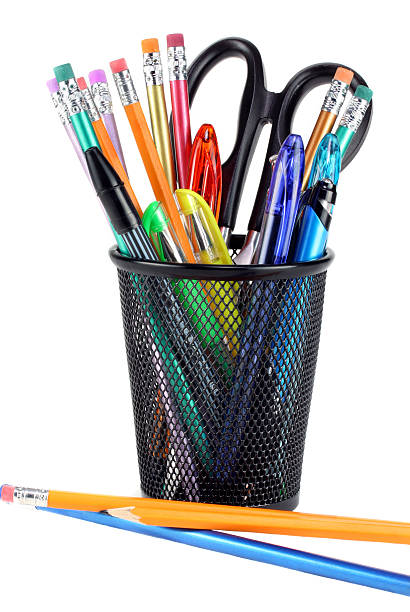 istock Full pencil cup with scissors, pencils and pens 137919226