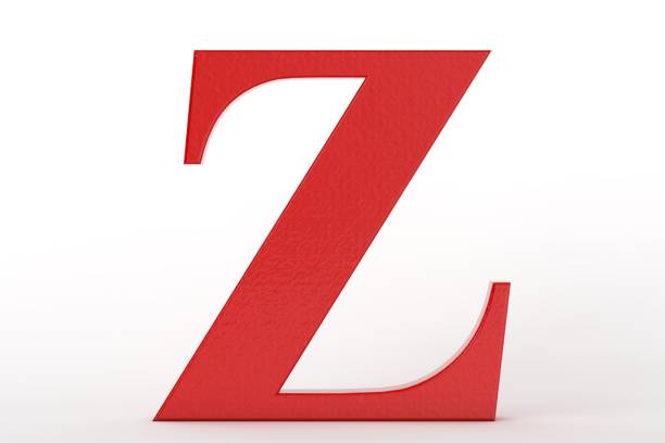 letra z vermelho no fundo branco - alphabet letter z three dimensional shape typescript - fotografias e filmes do acervo