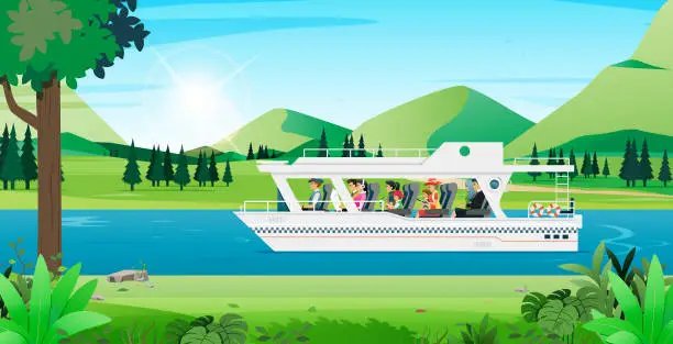 Vector illustration of Travel by boat.