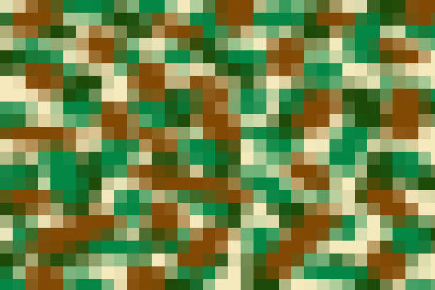 istock Pixel military background with green-brown and beige colors. 1379236697