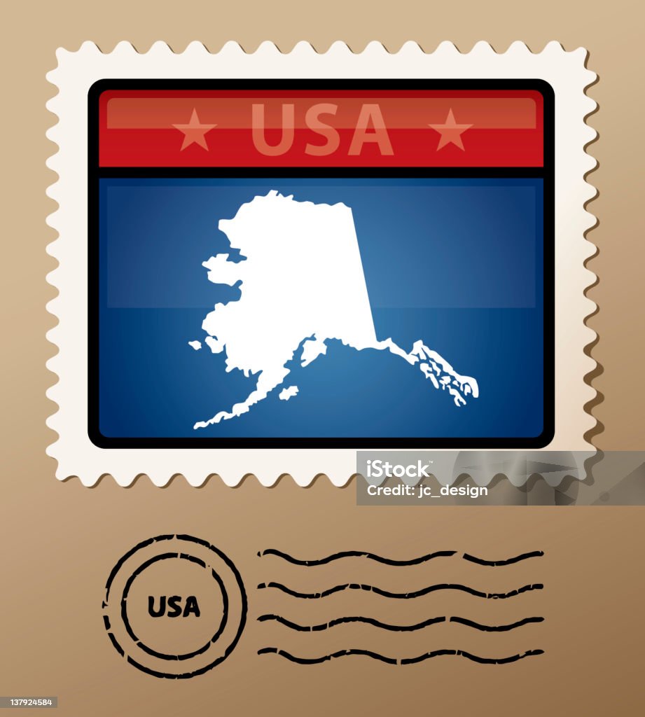 Estados Unidos Alaska Selo Postal - Vetor de Alasca - Estado dos EUA royalty-free