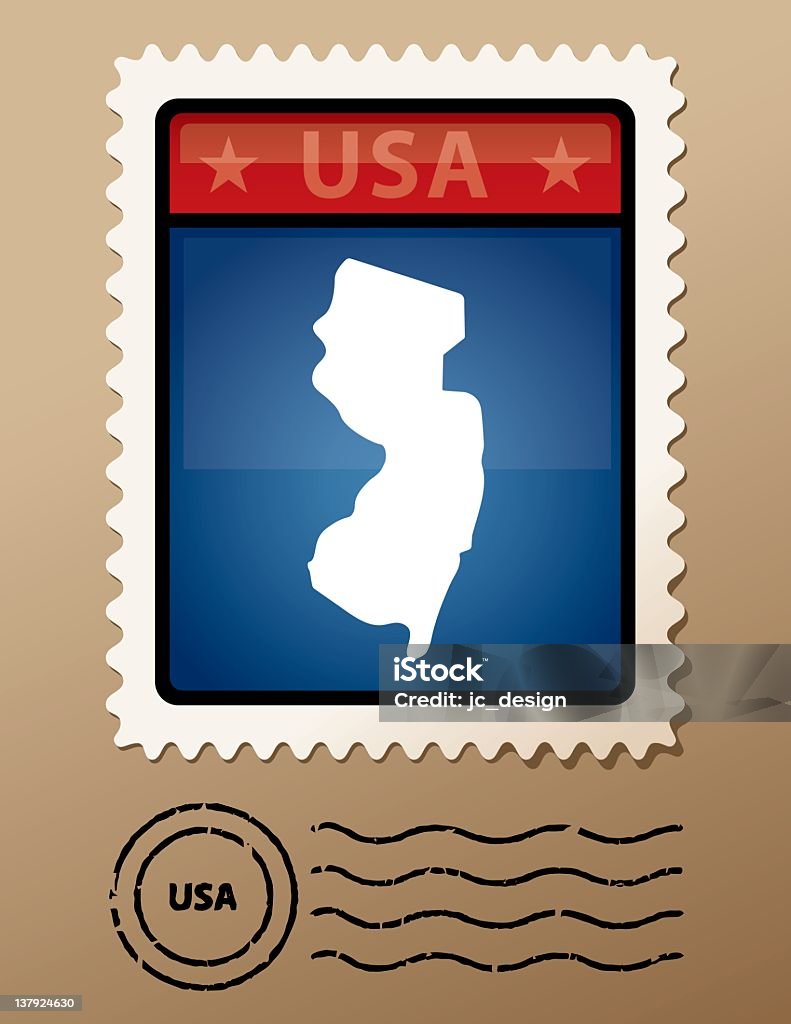 Francobollo USA New Jersey - arte vettoriale royalty-free di America del Nord