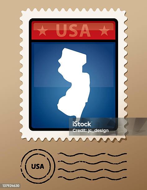 Francobollo Usa New Jersey - Immagini vettoriali stock e altre immagini di America del Nord - America del Nord, Blu, Carta geografica
