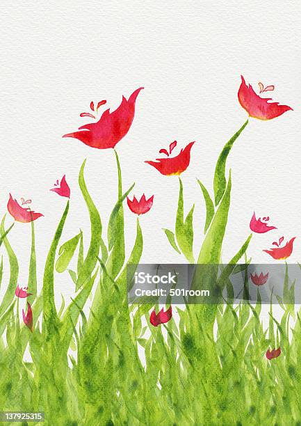 Tulpen Watercolors Stockfoto und mehr Bilder von Acrylmalerei - Acrylmalerei, Aquarell, Bildhintergrund