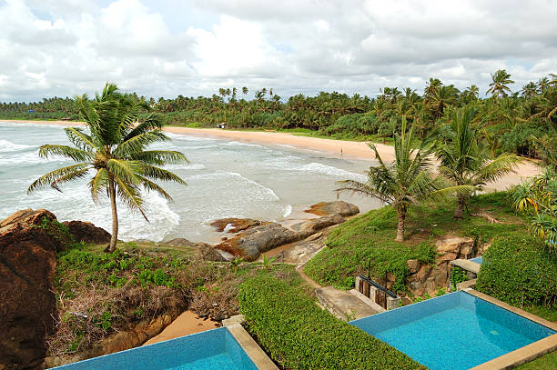 Beach view swimming pools at luxury villas