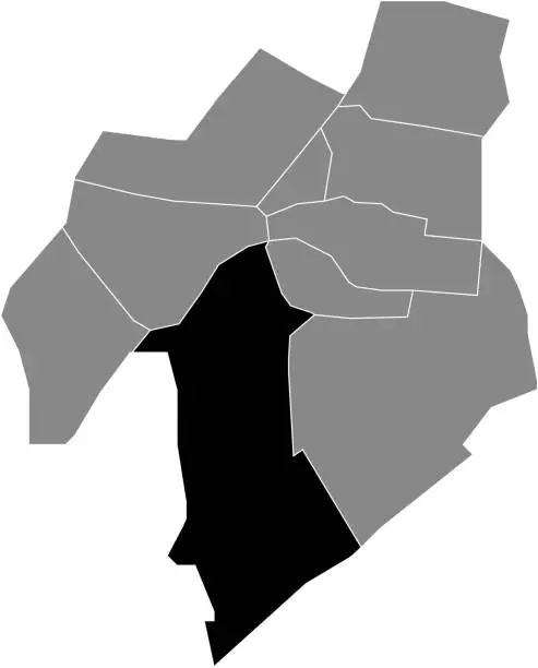 Vector illustration of Locator map of the BOS- EN GASTHUISDISTRICT DISTRICT, LEIDEN