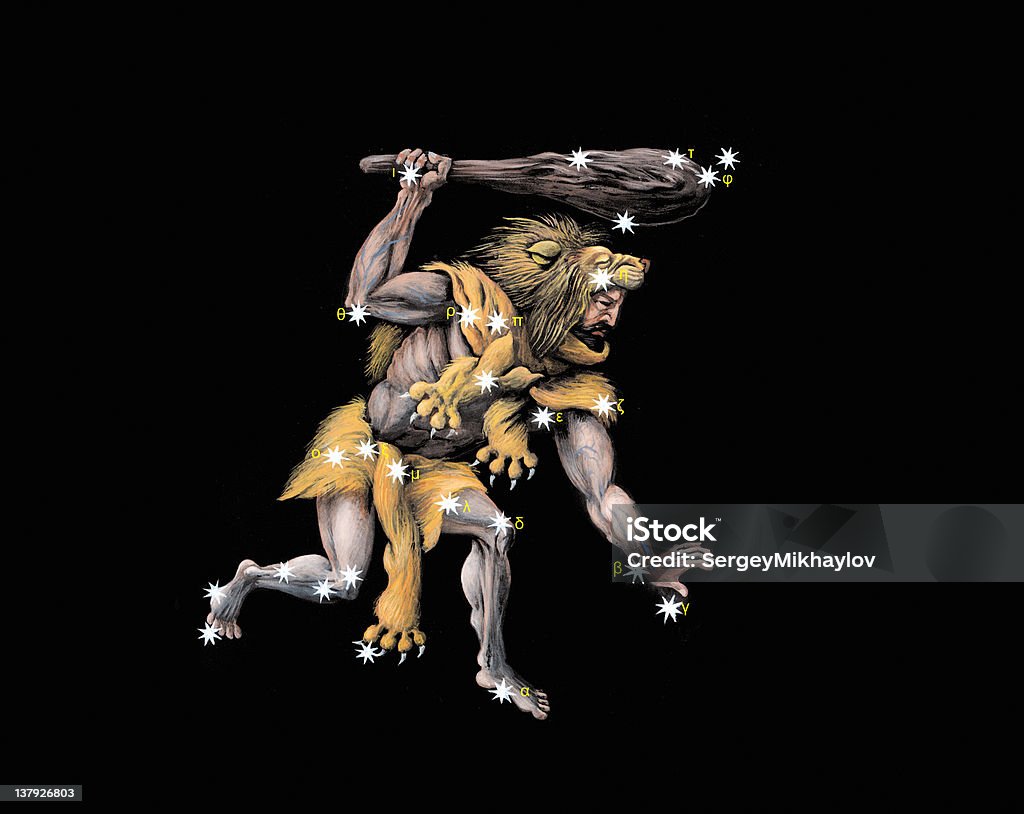 Hercules the Warrior Constellation the Hercules the Warrior. Hand drawing. Constellation stock illustration