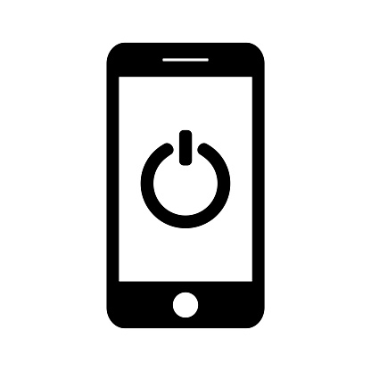 Start power icon on mobile phone screen. Vector illustration