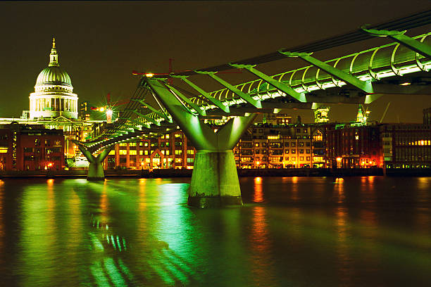 St. Paul and Millennium Bridge stock photo