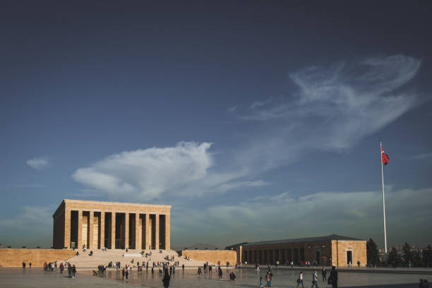 Ankara, Turkey - November 09, 2021: Anitkabir and visitors. Editorial shot in Ankara.