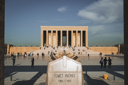 Ankara, Turkey - November 09, 2021: Anitkabir and mausoleum of Ismet Inonu. Editorial shot in Ankara.