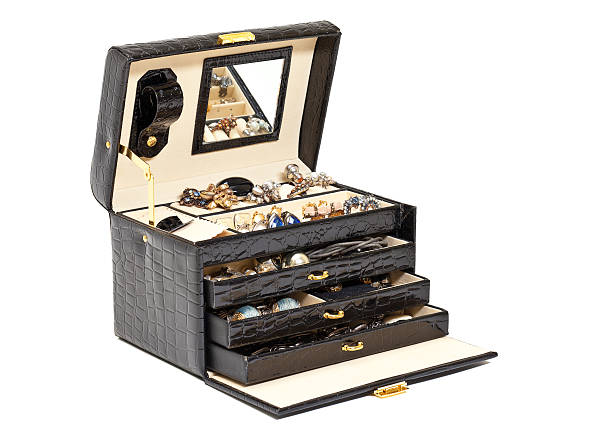 istock Black leather box for cosmetic or jewelry 137929140
