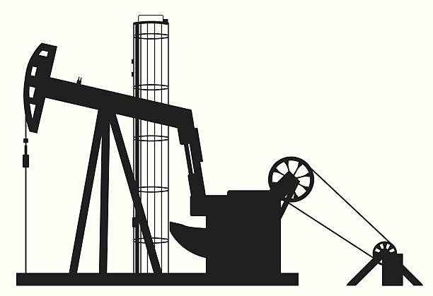 Crude Oil  Pump Outline Crude Oil Pump Outline illustration silhouette ! nonrenewable resources stock illustrations