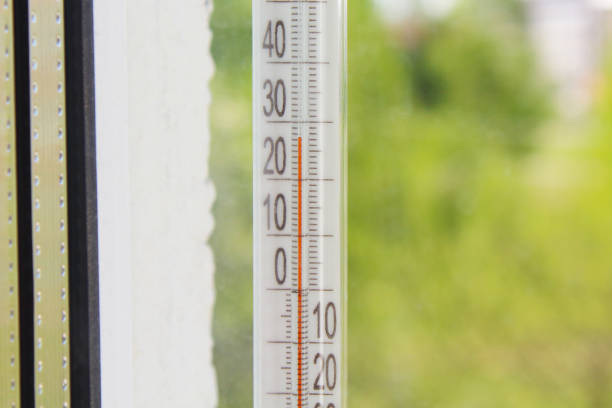 istock Hanging thermometer on the window. Close-up. Background. Texture. 1379318684