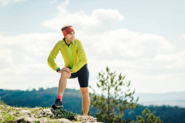 istock Young caucasian man doing sport outdoor. 1379319784