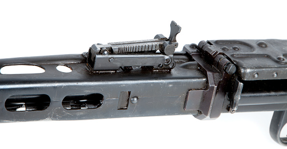 German GPMG upper reciver and rear sights isolated on a white background