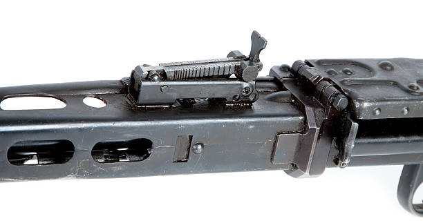 Machine gun German GPMG upper reciver and rear sights isolated on a white background mg42 stock pictures, royalty-free photos & images