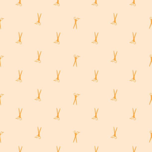 Scissors seamless pattern. Retro salon background. Scissors seamless pattern. Retro salon background . Repeated texture in doodle style for fabric, wrapping paper, wallpaper, tissue. Vector illustration. scissors cutting wrapping paper stock illustrations