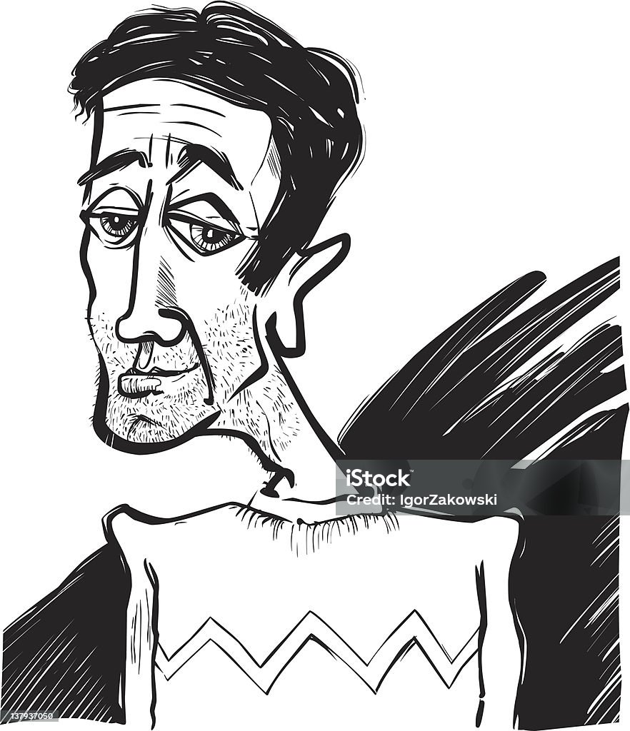 Caricatura di un giovane uomo - arte vettoriale royalty-free di Adulto