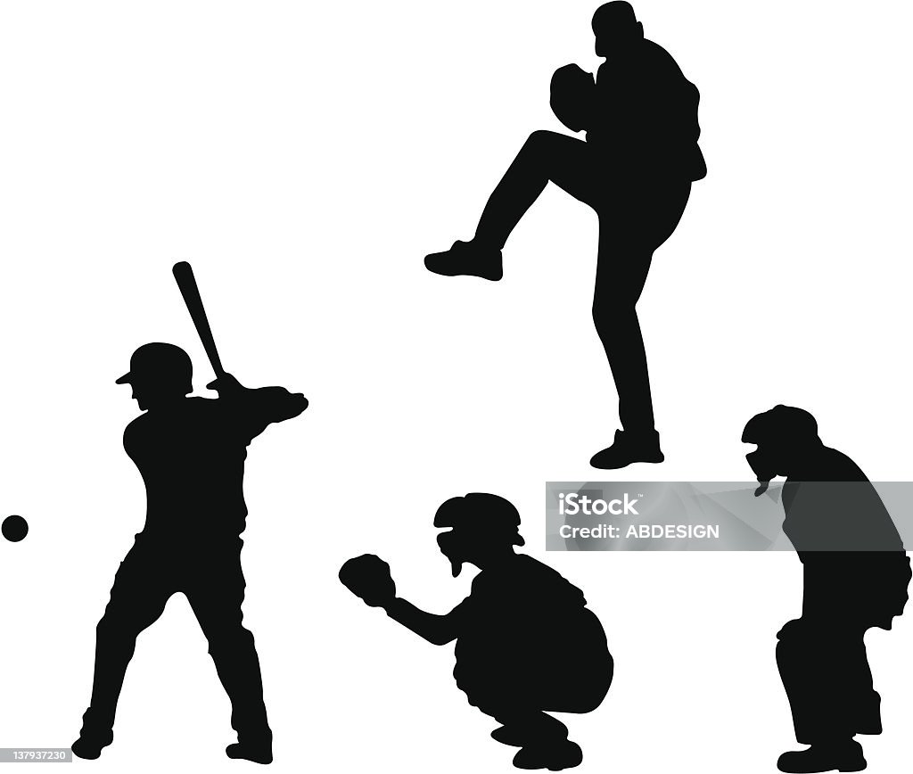 Silhuetas de beisebol (vector - Vetor de Silhueta royalty-free