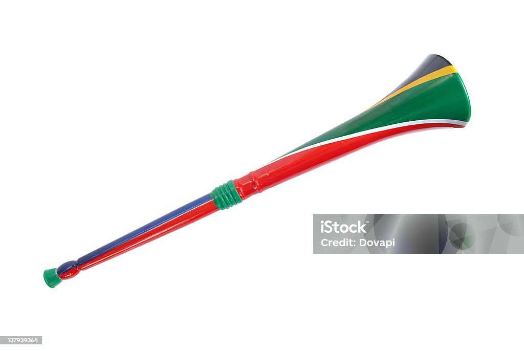South African Vuvuzela South African Vuvuzela isolated on white background Vuvuzela Stock Photo