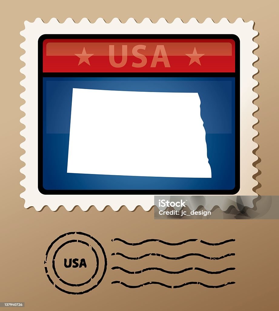 Timbre-poste USA, Dakota du Nord - clipart vectoriel de Amérique du Nord libre de droits