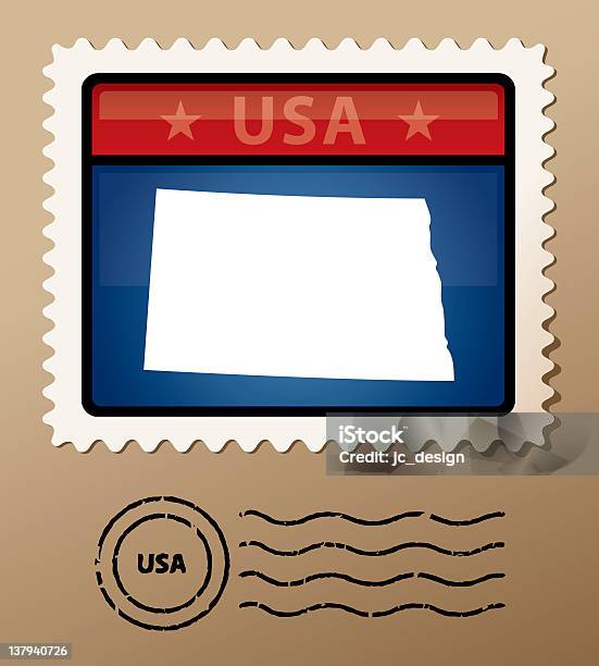 Timbreposte Usa Dakota Du Nord Vecteurs libres de droits et plus d'images vectorielles de Amérique du Nord - Amérique du Nord, Bleu, Cachet de la poste