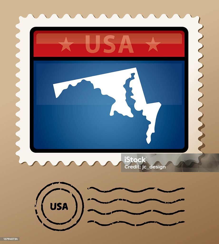 Timbre-poste USA, dans le Maryland - clipart vectoriel de Amérique du Nord libre de droits