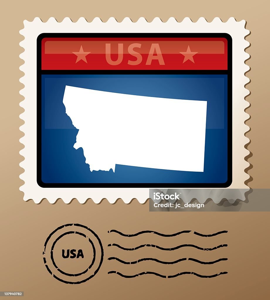 Briefmarke USA Montana - Lizenzfrei Blau Vektorgrafik