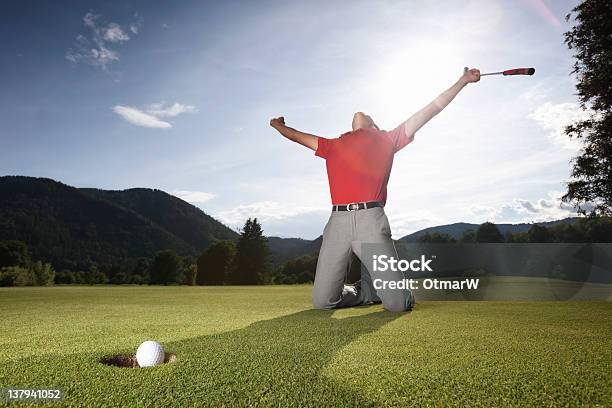 Successful Golf Player On Green Stock Photo - Download Image Now - Golf, Winning, Success