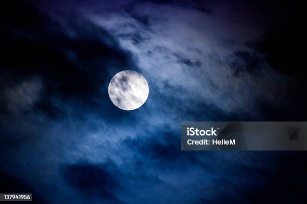 Moon Midnight Stock Photo - Download Image Now - Black Color, Cloud - Sky, Cloudscape