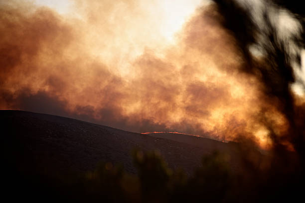 Wildfires in Greece stock photo