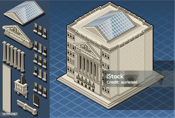 Isometric Stock Exchange Building In New York Der Wall Street Stock Vektor Art und mehr Bilder von Börse von New York