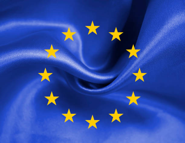 istock European flag silk fabric background 1379467246