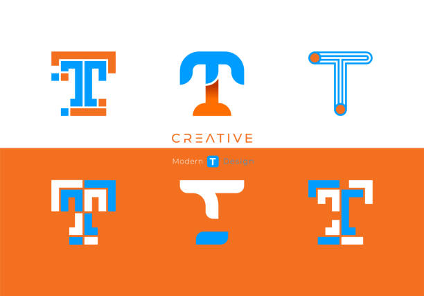 illustrazioni stock, clip art, cartoni animati e icone di tendenza di design dell'alfabeto del logo t - letter s text alphabet letter t