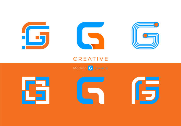 illustrazioni stock, clip art, cartoni animati e icone di tendenza di design dell'alfabeto del logo g - lettera g