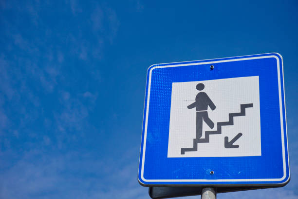 istock underpass sign for pedestrians and blue sky 1379481329