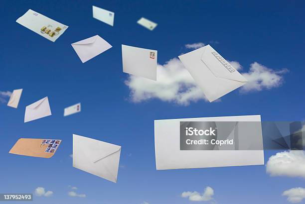 Letters In The Sky — стоковые фотографии и другие картинки Летать - Летать, Конверт, Письмо - документ