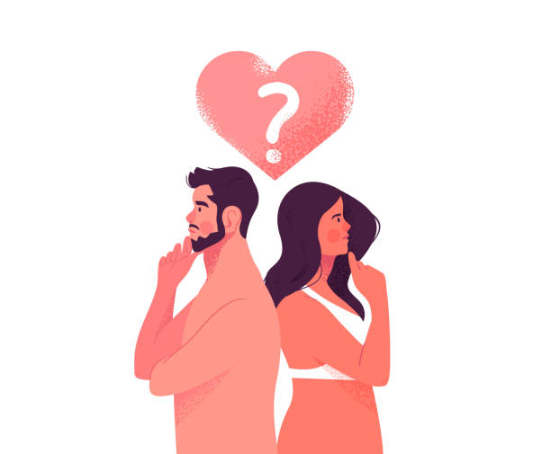 illustrations, cliparts, dessins animés et icônes de couple hétrosexuel pensant à la vie amoureuse - women love heterosexual couple color image