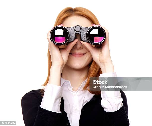 Business Women Seeking With Binocular Stock Photo - Download Image Now - Binoculars, Adult, Adults Only