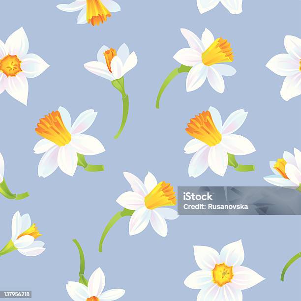 White Daffodils Pattern Stock Illustration - Download Image Now - Daffodil, Pattern, Backgrounds