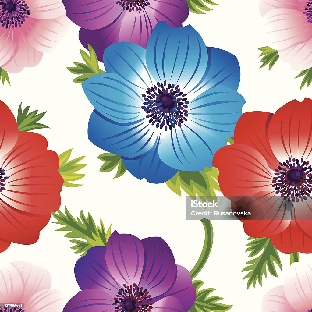 Anémona de diseño Floral (blanco - arte vectorial de Anémona japonesa libre de derechos