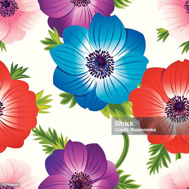 Ilustración de Anémona De Diseño Floral Blanco y más Vectores Libres de Derechos de Anémona japonesa - Anémona japonesa, Anémona - Familia del Ranúnculo, Anémona de jardín