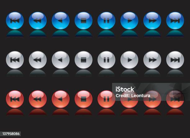 Ilustración de Brillante Controles De Mármol y más Vectores Libres de Derechos de Azul - Azul, Blanco - Color, Botón pulsador