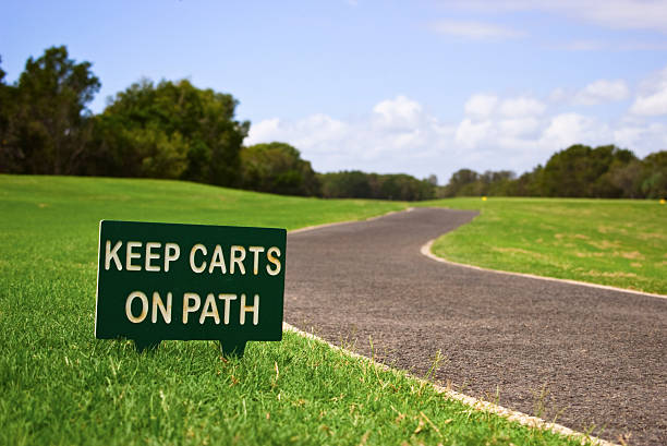 Keep carts on path stock photo