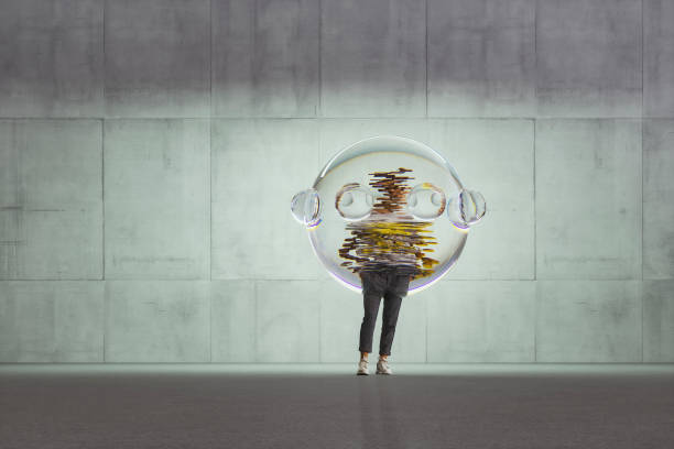 Person trapped in glass bubble