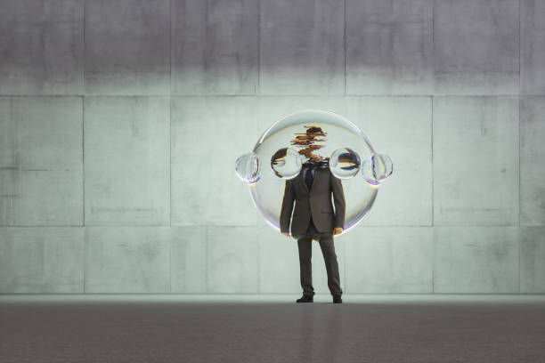 Person trapped in glass bubble