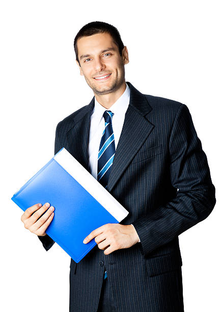 istock Businessman with folder, isolated on white background 137961130